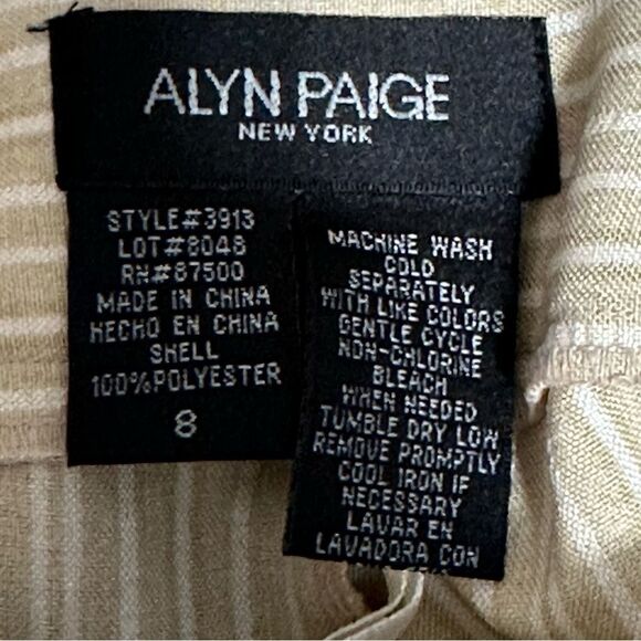 Alyn Paige New York Pinstripe Beige Dress Pants and Jacket Suit Sz 8 - Picture 2 of 10